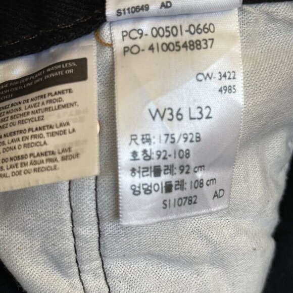 Levis 501 Black Jeans Mens 36 X 32 Regular FIt Casual Dark Wash Travel Vacation - Picture 11 of 13